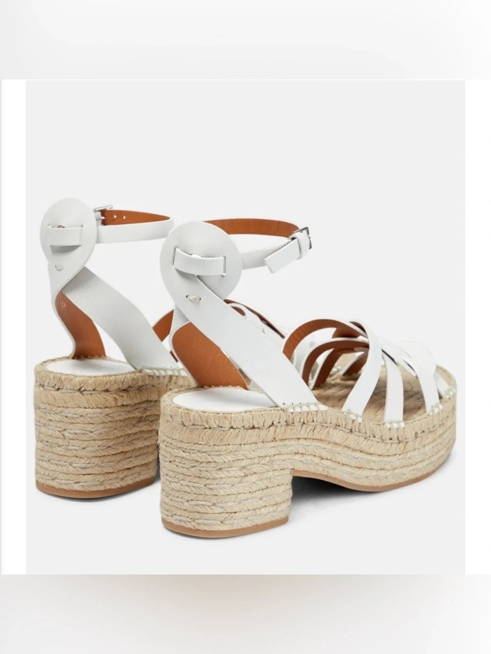 New Clergerie Elea Leather Espadrilles White Open Toe Sandals Sz. 42 US 11-11.5